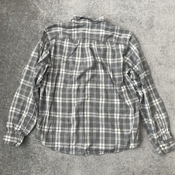 Eddie Bauer Shirt Mens Large Grey White Plaid Casual Button Up Classic Fit - Picture 7 of 7